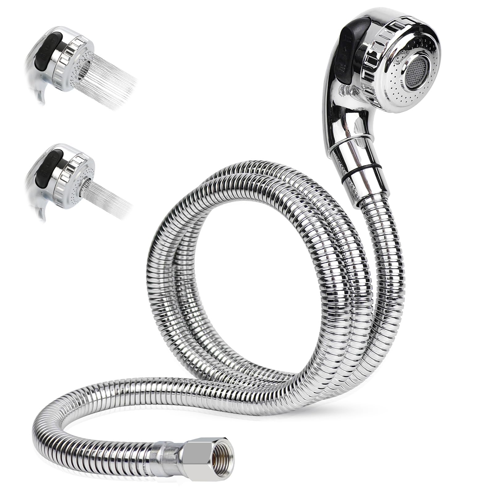 Photo 1 of ZKDAUSDO 1/4" Nut Shampoo Bowl Hose Sprayer Kit with Stainless Steel Salon Sink Hose Replacement for Beauty Salon Barber Shop Faucet Vacuum Breaker Kit, Dual-Mode Shampoo Bowl Sprayer Head