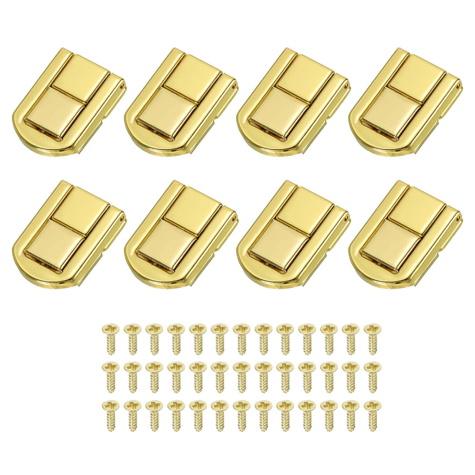 PATIKIL Toggle Catch Lock 1.3" x 0.9", 8Pack Metal Hasp Latch Rectangle Retro Style Clasp Latch for Jewellery Box Decoration Suitcase Toolbox, Gold