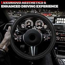 Ouzorp Car Steering Wheel Cover, Microfiber Leather