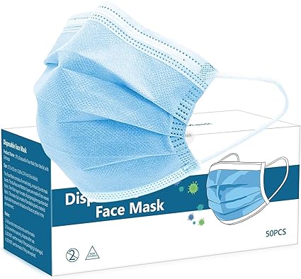 Amazon Com Disposable Face Masks With Comfortable Knitted Earloops Pack Of 50pcs Blue Health Personal Care