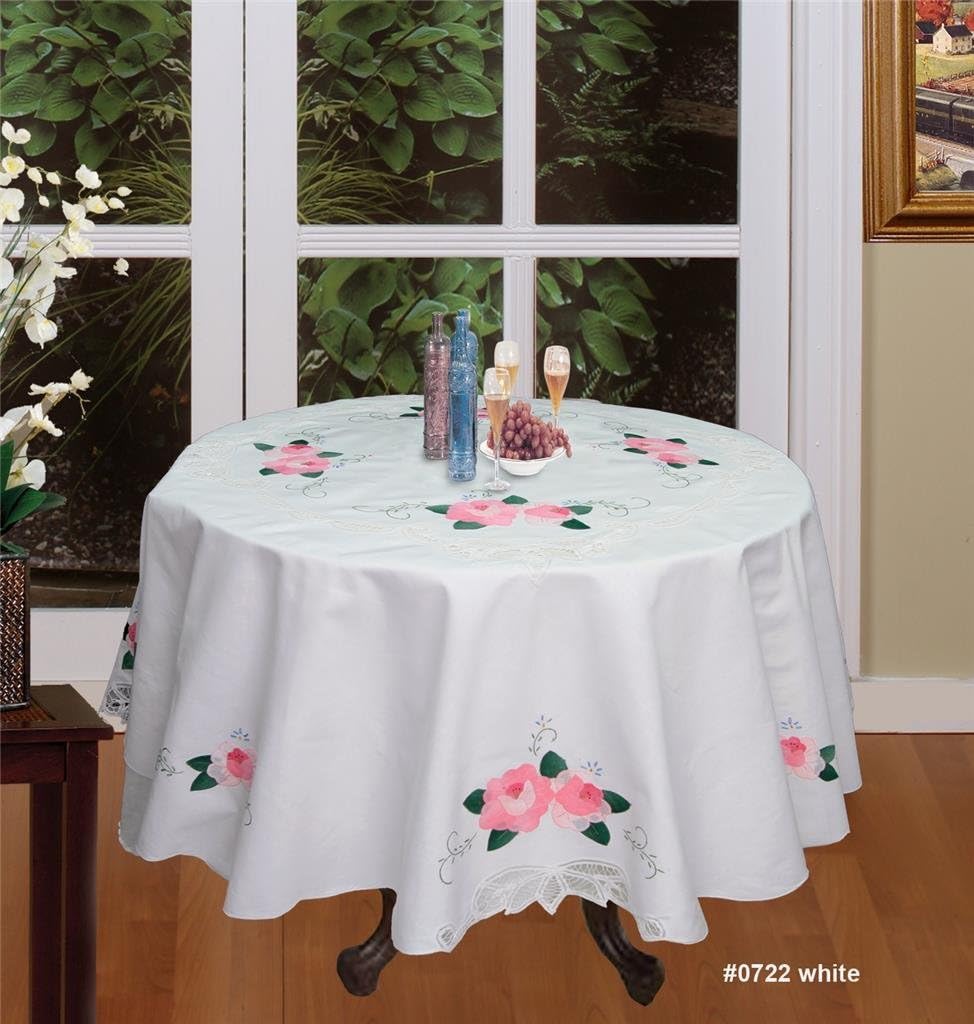 Creative Linens Battenburg Lace Tablecloth 68" Round with