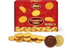 YUMZO Gold Chocolate Coins, 50 Pack of Gold Chocolate Coins Bulk, Ideal Coin Candy for Themed Parties, Events and Celebrations, Perfect for Gift Bags and Festive Decorations Christmas and st patricks day.