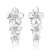 Large Flower Statement Earrings for Women Handmade Drop Flower Earrings Hypoallergenic Gold and Silver Vintage Hammered Statement Big Earings for Women Jewelry Gifts