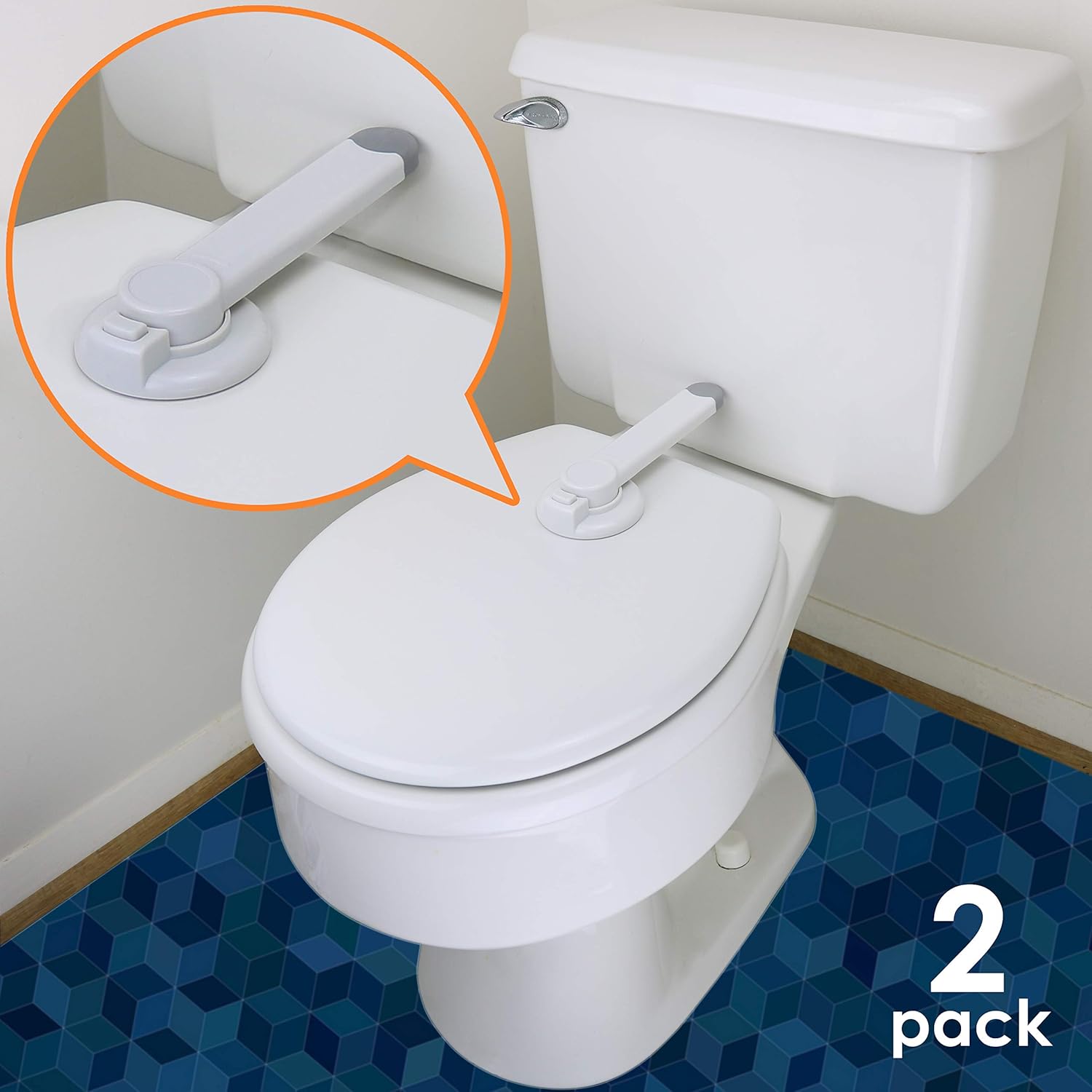 Baby Toilet Lock – Ideal Baby Proof Toilet Lid Lock with Arm – No Tools Needed Easy Installation with 3M Adhesive – Top Safety Toilet Seat Lock – Fits Most Toilets – White (2 Pack, White) : Baby