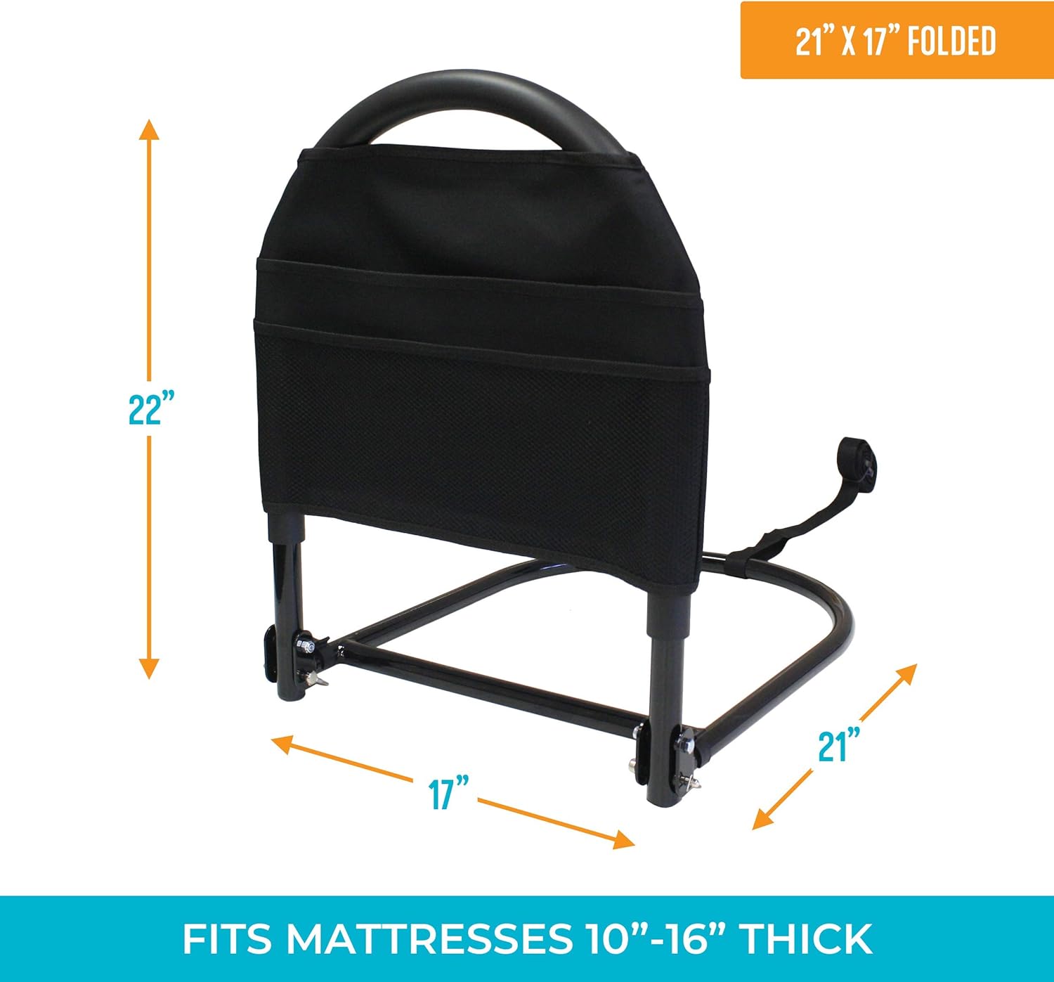 Stander Bed Rail Advantage Traveler, Bariatric Bed Assist Rail for Elderly Adults, Folding Safety Handle with Organizer Pouch: Health & Personal Care