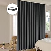LuminBarrier Room Divider Curtain Sets with Bendable Ceiling Track, 95% Blackout Total Privacy Ceiling Track Curtains Floor to Curtains Track Kits 8.33 ft Wide x 7 ft Tall, Black, 1 Panel