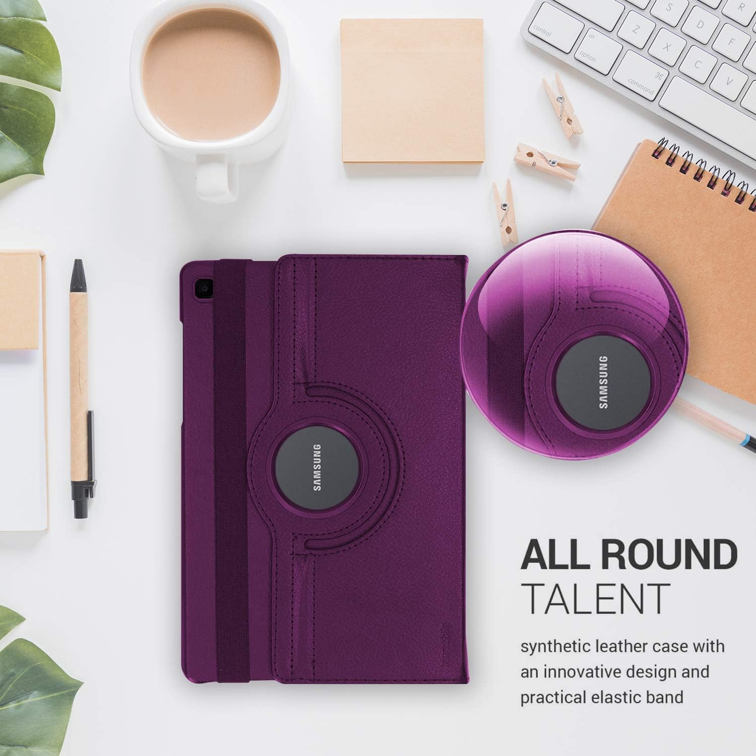 DN Technology Case For Samsung Galaxy Tab A7 10.4 inch 2022/2020 Multi Angle 360° Rotating Smart Folio Protective Tablet Cover (SM-T509/T500/T505/T507) (PURPLE) - Image 5
