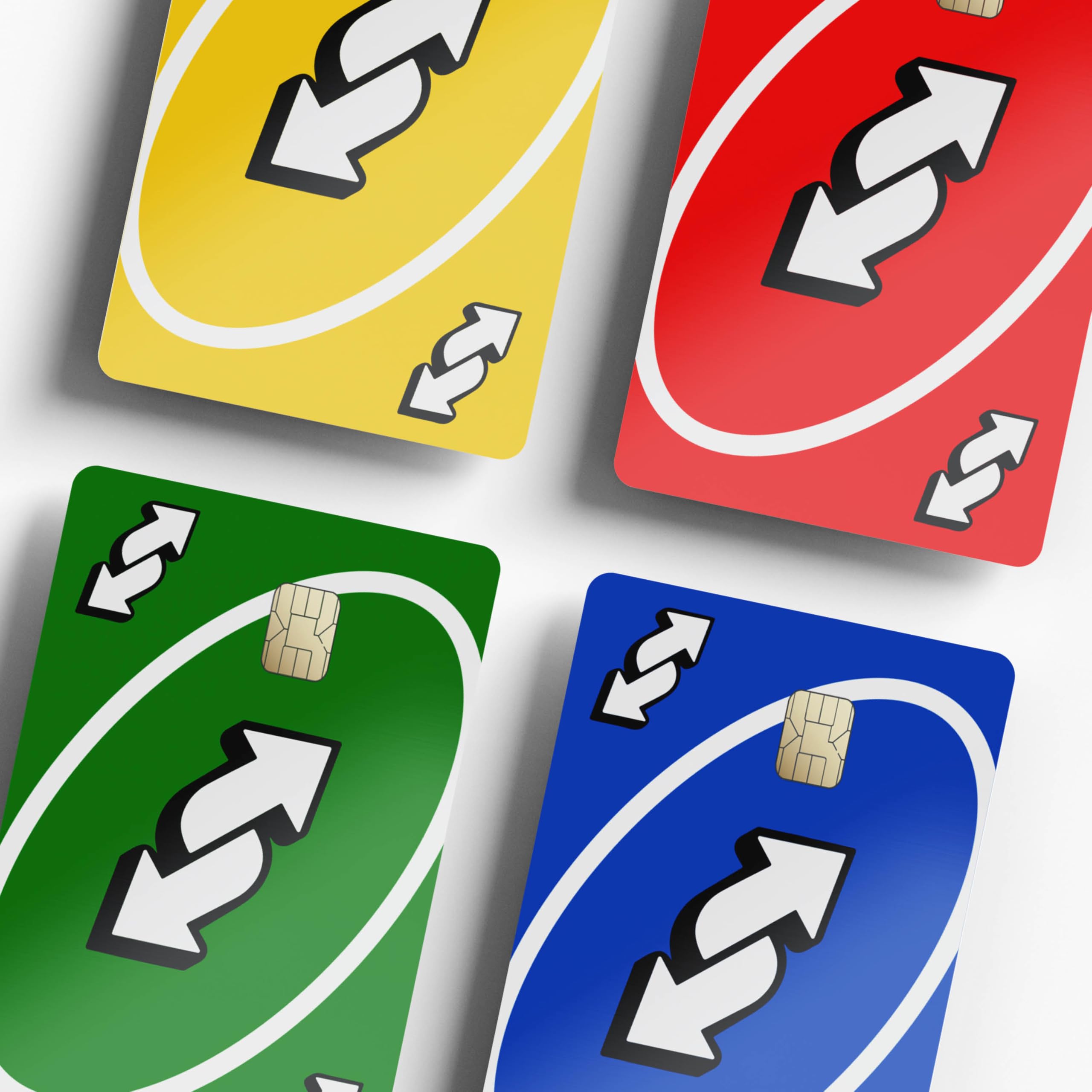 4 x Reverse Bank Card Sticker in Four Colours - Credit Card Sticker to use as Credit Card Skin - Debit Card Sticker for use as Debit Card Skin - Card Stickers for Debit Cards