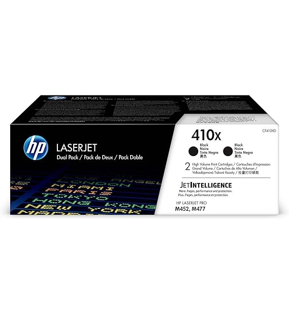 HP 410X (CF410XD) Multipack Original Toner (2x Schwarz) mit hoher Reichweite für HP Color Laserjet Pro M452, HP Color Laserje