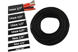 30ft PET Expandable Braided Sleeving Flexo Wire Cable Sleeve (1/3", Black)