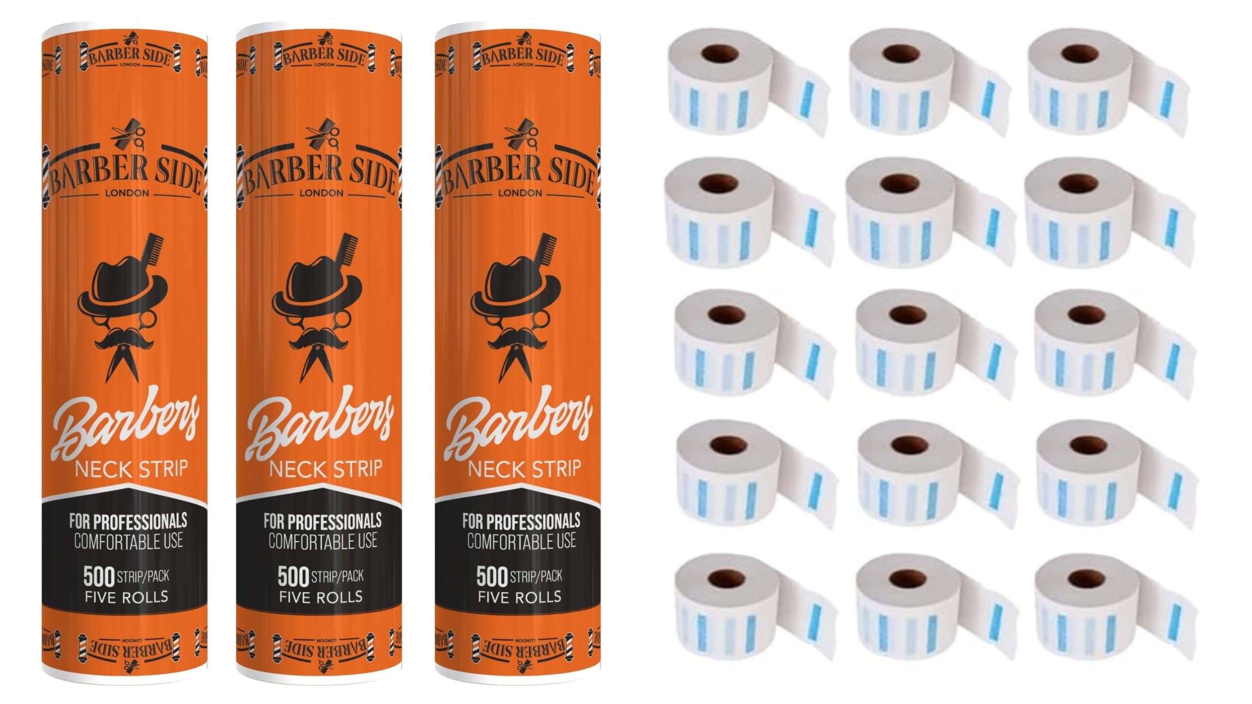 ICAN LONDON Barberside 15 Rolls Neck Strips Tape For Barbers- 1500 Disposable Disposable, strong, Durable Quality Barber Neck Rolls