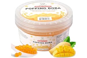 Soeos Mango Popping Boba, 550g – Bursting Boba Pearls for Bubble Tea, Frozen Yogurt, Desserts & Drinks