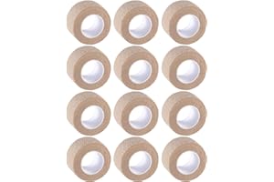 IndigoCase 12 Pack Self Adhesive Bandage Wrap 1 Inch, Skin Color Bandages Variety Pack, Elastic Sports Grip Tape, Vet Wrap, Small Bandages Bulk for Fingertip, Knuckle, Kids and Pets.