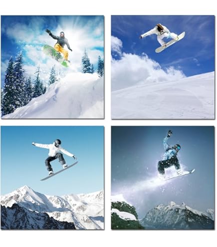 Amazon.com: Summit Designs Snowboard Cliff Jump Art Print - Black