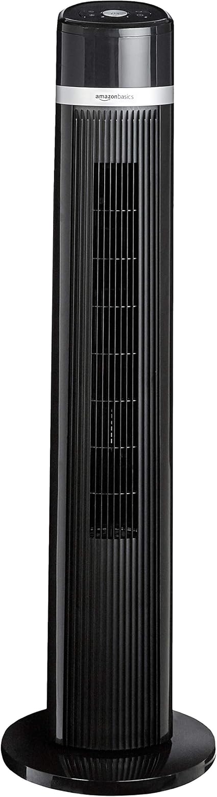 Amazonbasics Oscillating 3 Speed Tower Fan With Remote Amazon Co Uk Home Kitchen