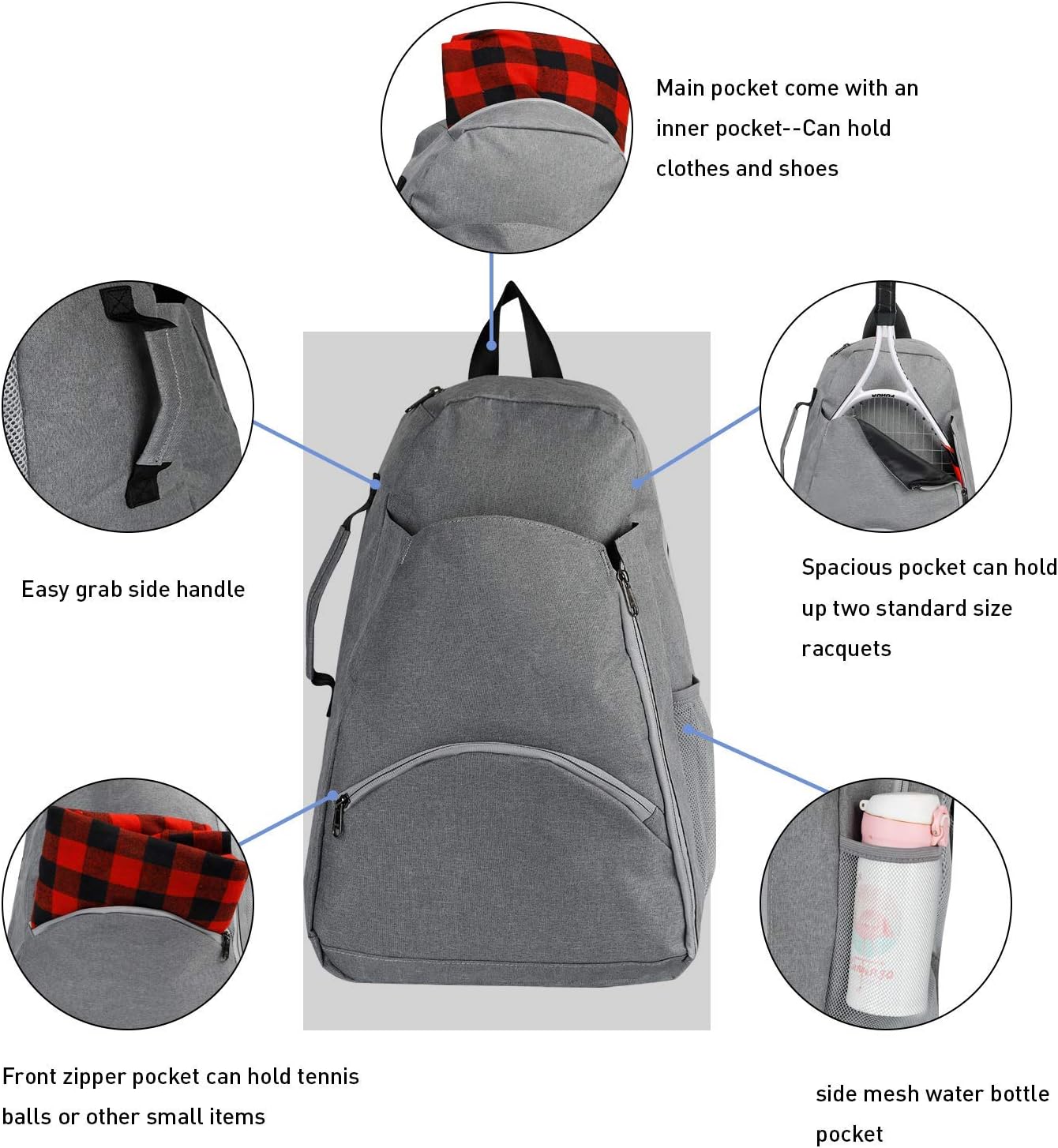Tennis Bags/Tennis Backpack - Tennis Bags for Women and Men to Hold Tennis/Pickleball/Squash/Badminton Racket, Balls and Other Accessories, Multifunctional Sports Bag : Sports & Outdoors