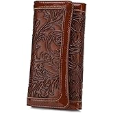 MEITRUE Women's Wallet Leather RFID Blocking Trifold Ladies Purse Embossed long Clutch Card Holder Phone Checkbook Organizer