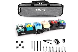 GHOSTFIRE Ghost Fire Small Guitar Pedal Board with Built-in Isolated Power Supply 19.3''x5.1'' Portable Aluminum Alloy Effect Pedalboard with Carry Bag,PP series (PP1)