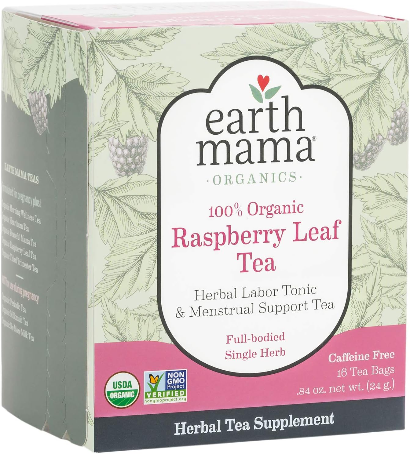 Amazon Com Earth Mama Organic Raspberry Leaf Tea Bags For Labor Tonic And Menstrual Support 16 Count Grocery Gourmet Food