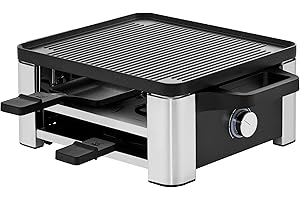 WMF Lono Raclette Grill mit Pfännchen und Schiebern, Raclette 4 Personen, 870 W, edelstahl matt