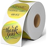 BESTIKER 2 Inch Circle Holographic Thermal Sticker Labels Gold, 400pcs Printable Round Thermal Printer Stickers, Waterproof Self-Adhesive Labels for Small Business Logo Design/Thanks Card