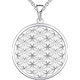 JO WISDOM Flower of Life Necklace,925 Sterling Silver Family Coin Pendant Necklace