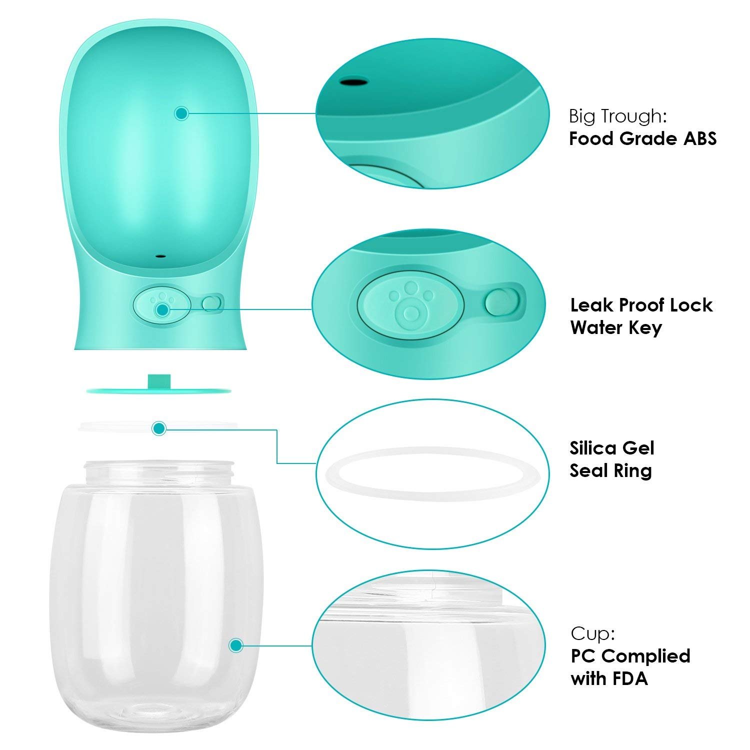 Portable Pet Dog Water Bottle - Portable Pet Dog Water Bottle - Portable Dog Water Dispenser, Fashion Pet Water Bottle Travel Dog Cat Water Dispenser with Drinking Feeder, Leak Proof, 350ml/12oz