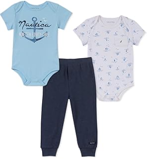 Nautica Baby Boys 3 Pieces Bodysuit Pants Set