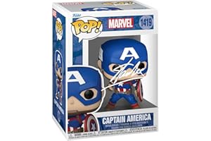 HOFSM.COM HALL OF FAME SPORTS MEMORABILIA Stan Lee Captain America #1419 Avengers Facsimile Signed Reprint Laser Autographed Funko POP! Movies Marvel Figurine with Protector Case