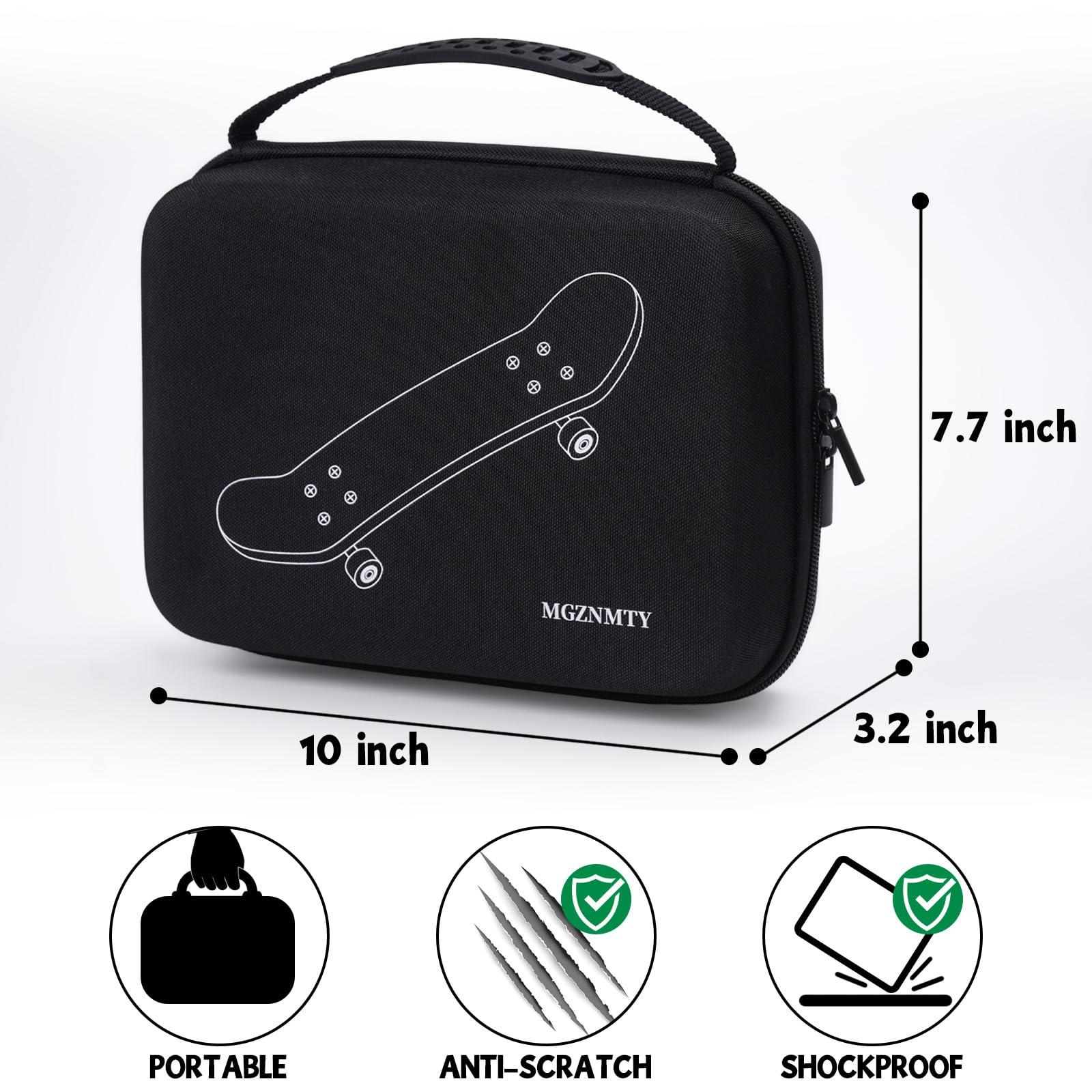 MGZNMTY Portable Storage Case for Teck Deck Ultra DLX Finger Skateboards, Fingerboard Carrying Case Compatible with 16 PCS Tech Deck Fingerboard (Large, Black)
