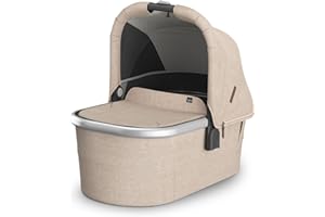 UPPAbaby Bassinet V3 - Compatible with Vista, Cruz, Ridge Strollers - Overnight Sleep Solution - Mattress, Sheet and Bug Shield Included - Declan (Oat Mélange/Silver Frame)