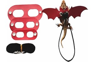Adjustable Lizard Harness with Leash Wing Design for Bearded Dragons Geckos Iguanas and Small Pets Red