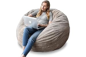 YuppieLife Fluffy Fur Bean Bag Chairs Cover for Adults(Just Cover,No Filler) 4Ft Machine Washable Large Size Lazy Sofa Cover Luxury/Replacement (Beige Fur)