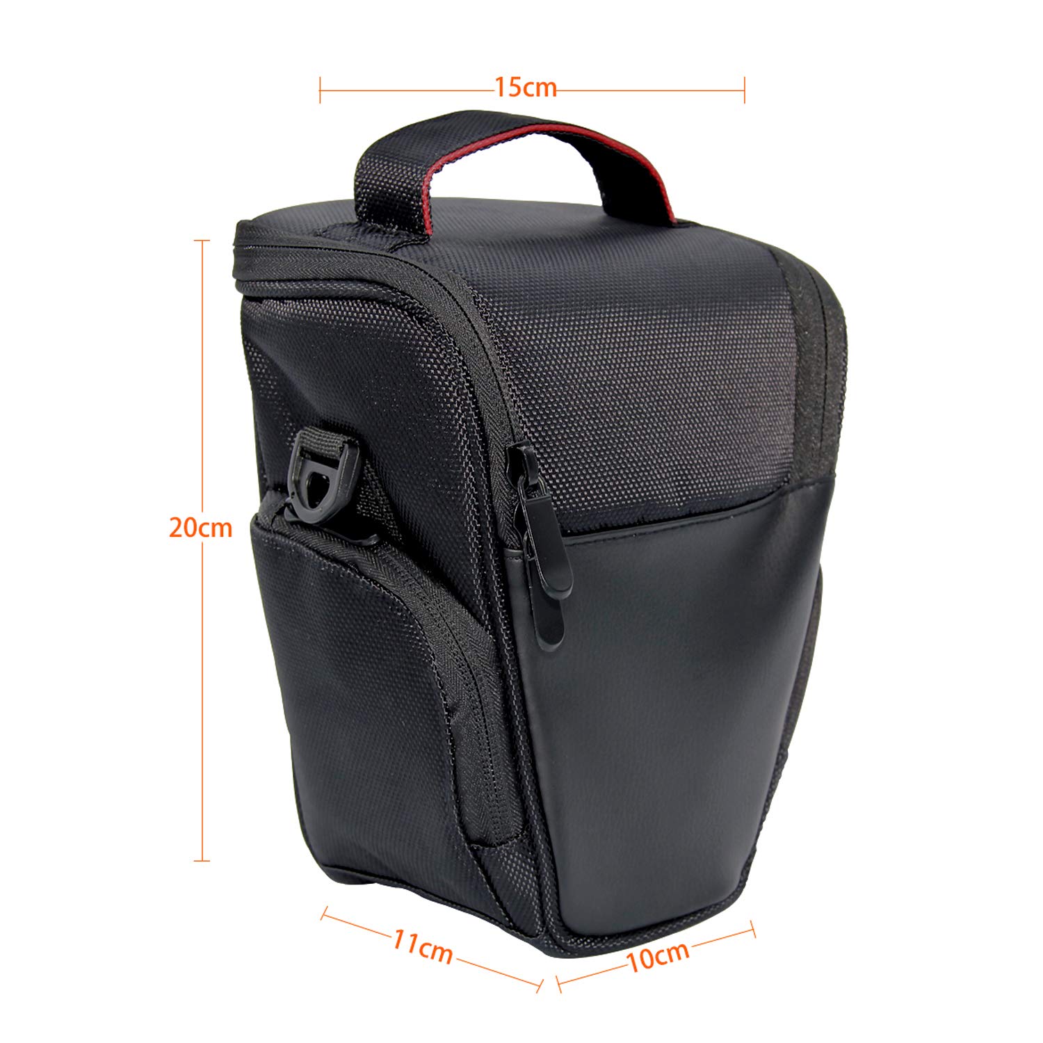 FOSOTO DSLR Camera Case Nylon Holster Bag Compatible for Nikon D3300 D3400 D3500 D5300 D5600 B700,Canon EOS Rebel XT XTi T6 T5i T3i SL2 1300D,Pentax,Sony Olympus and More - Black