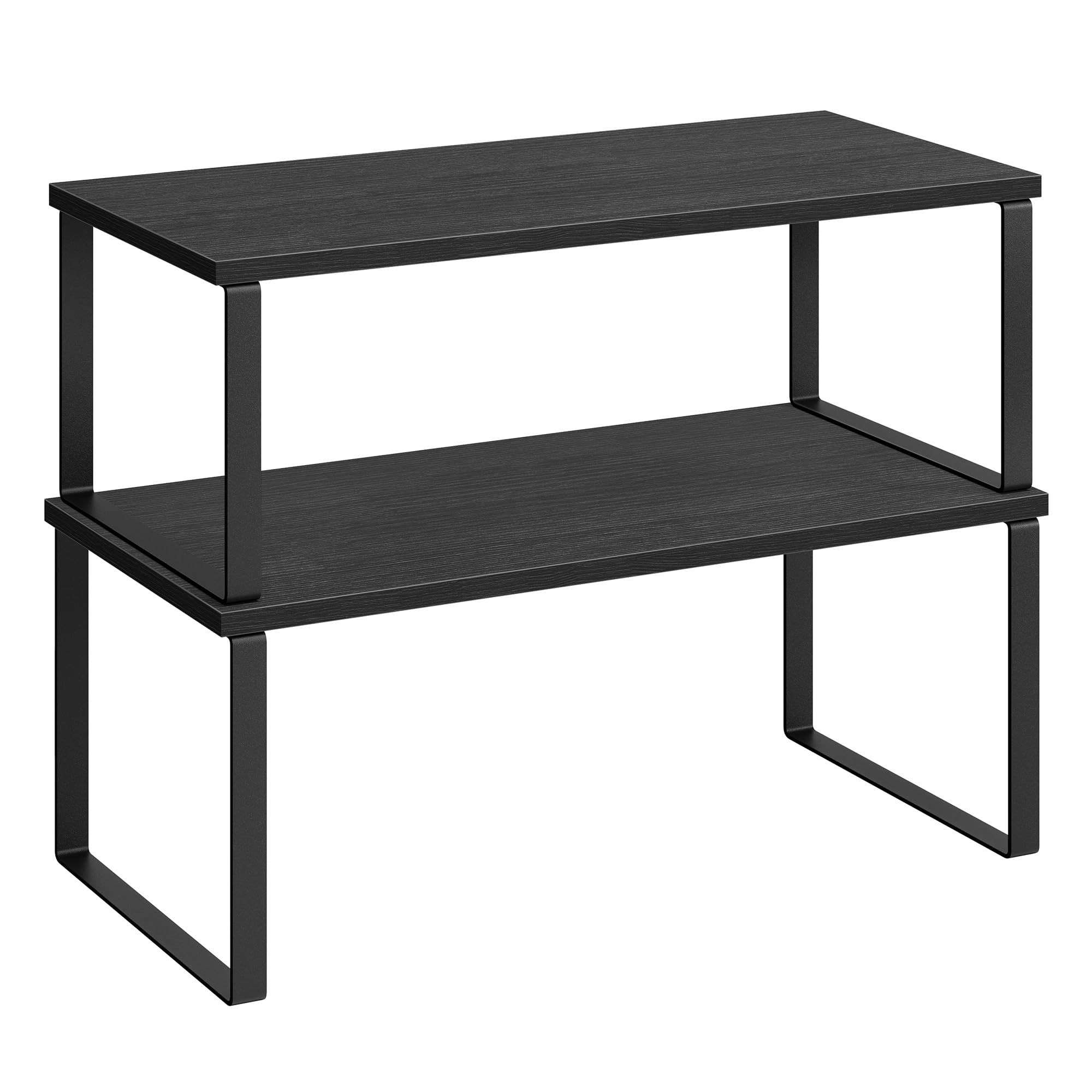 Photo 1 of *Missing peices* SONGMICS Cabinet Organizer Shelf, Set of 2 Kitchen Counter Shelves, Kitchen Storage, Spice Rack, Stackable, Expandable, Metal and Engineered Wood, Ink Black and Charcoal Black UKCS025B01
