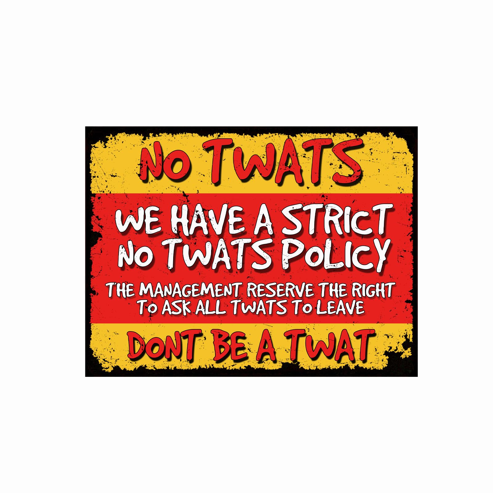 Shawprint Strict No Twats Funny Metal Bar Signs Father's Day Bar Accessories for Home Pub Indoor & Outdoor Garden Bar Garage Vintage Wall Plaque Man Cave Gift Vintage Retro Plaque (10” x 8”)