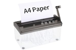 BLING MUSAE A4 Paper Manual Shredder - Black Portable Mini Paper Grinder Capacity 3L for A4 Files Documents Straight Cutting Tool Home Office Desktop Supplies WD23BK