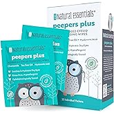 Peepers Plus Eyelid Wipes by Natural Essentials, Preservative-Free & Rinse-Free Eye Wipes for Daily Use, Hydrating & Moisturizing Hyaluronic Acid & Tea Tree Oil Soothes Allergy Dry Eyes, 30 Count