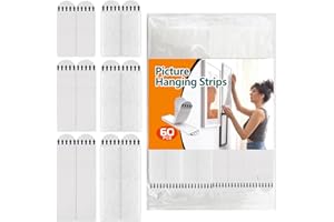 JXXAMZ33 30 Pairs (60 Strips) Picture Hanging Strips Heavy Duty - Wall Hanging Strips with Removable Adhesive, Easy Wall Display Picture Hangers Without Nails, with Convenient Mounting Strips Refill
