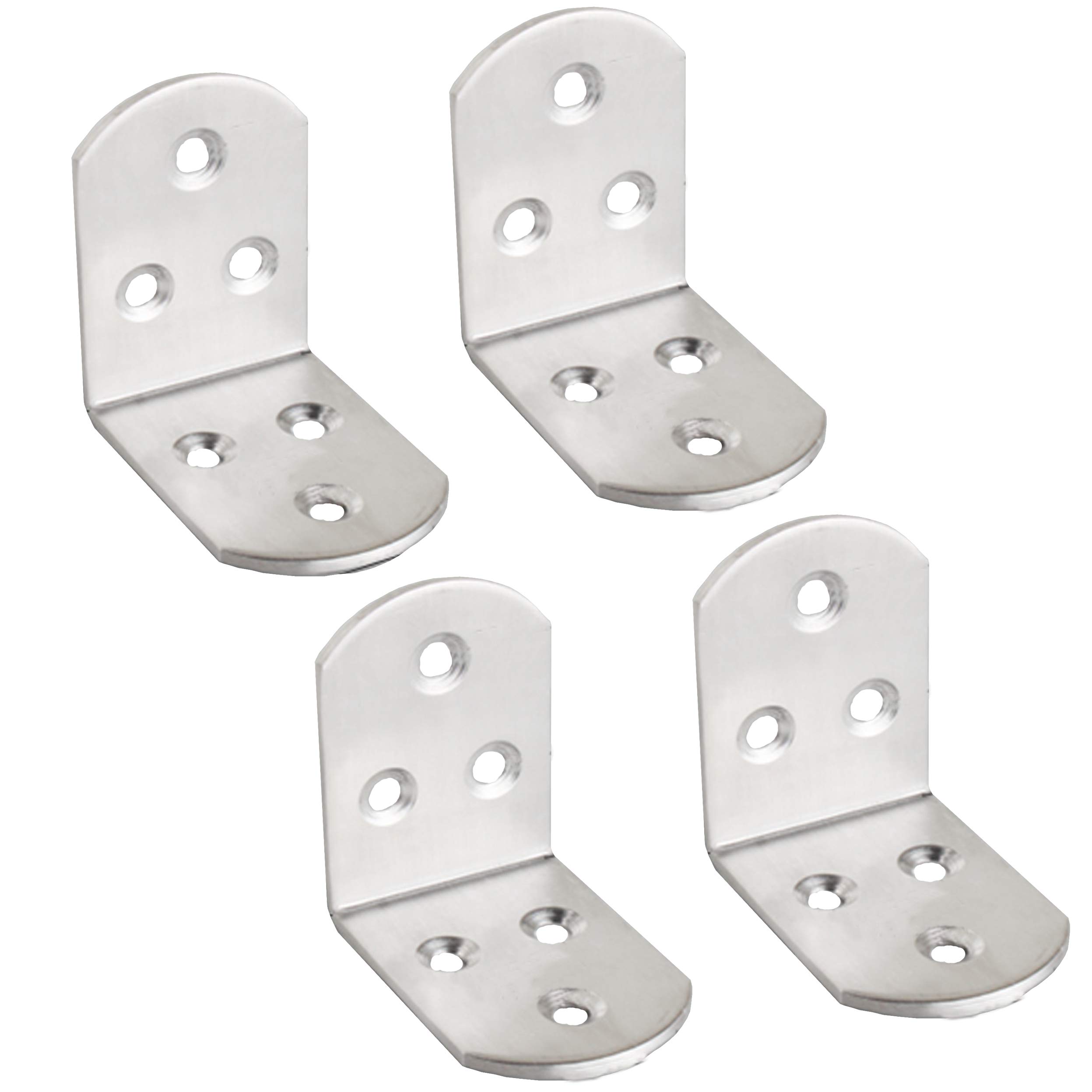 Stainless Steel Corner Bracket, Tiberham 90 Degree Right Angle Corner Brace Plate, 47 x 47 x 38 mm L Shaped Furniture Fastener Joint Corner Connector for Wood Shelf Cabinet Table Chair (Pack of 4)