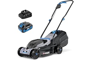 ROYAL GARDEN 13 Inch Lawn Mower Cordless Electric Walk Behind Push Mower with 5-Height Adjust Portable & Lightweight Push Battery Powered Lawn Mower (4.0AH Battery & Charger Included)