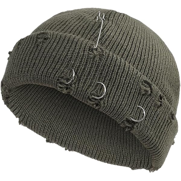 homeemoh Punk Beanie Hats for Men Women Hip-hop Slouchy Ripped