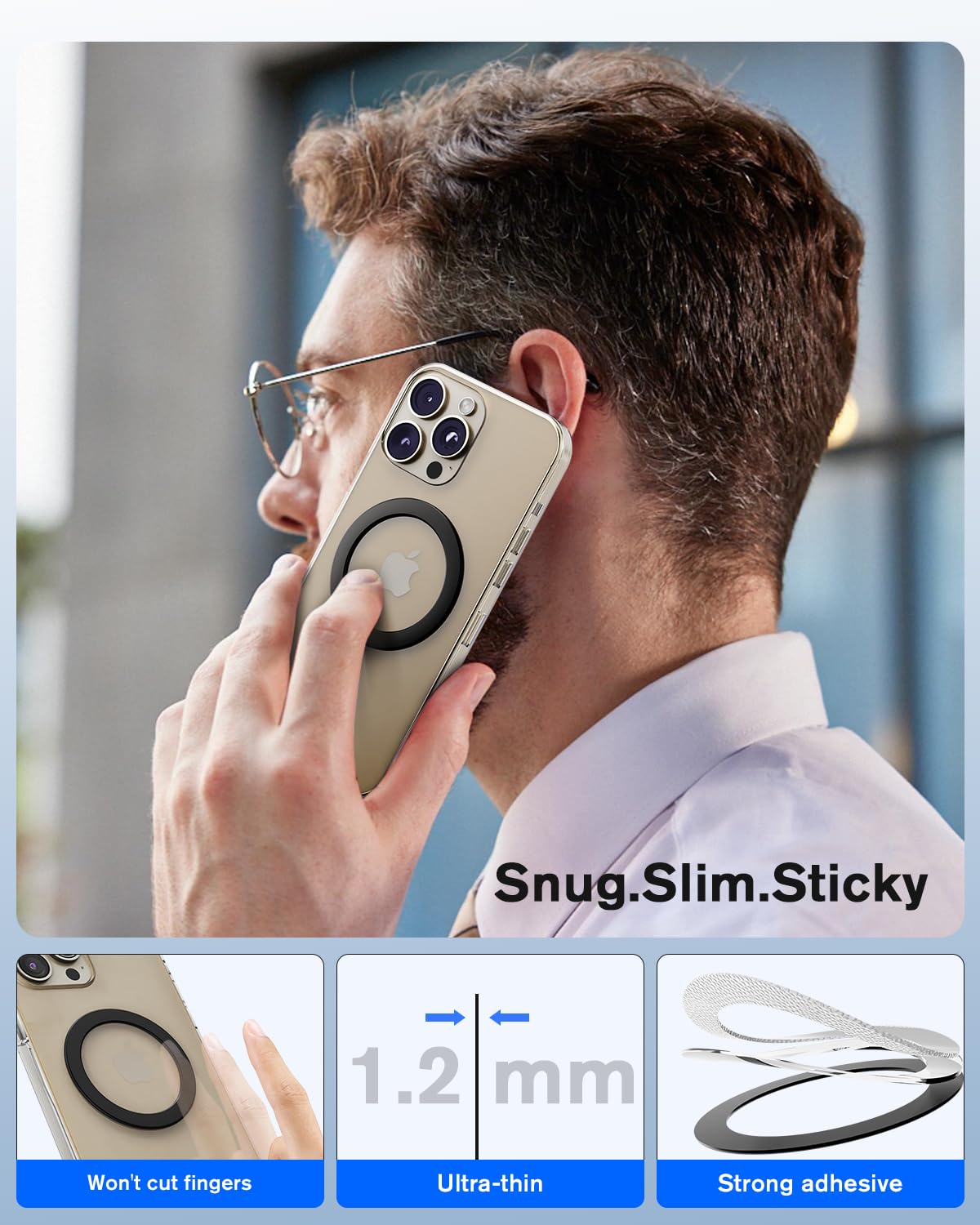4Pcs Magnetic Sticker for Magsafe, Mag Safe Adhesive Ring Adapter Compatible with iPhone 16/15/14/13/12, Samsung S24 Ultra, Cell Phone Case Magnet Conversion kit for Wireless Charger Car Mount