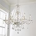 Saint Mossi 6 Light Chandelier Modern K9 Crystal Chandelier Lighting, Clear Crystal Ceiling Light Fixture Pendant Lamp for Dining Room Bathroom Bedroom Livingroom