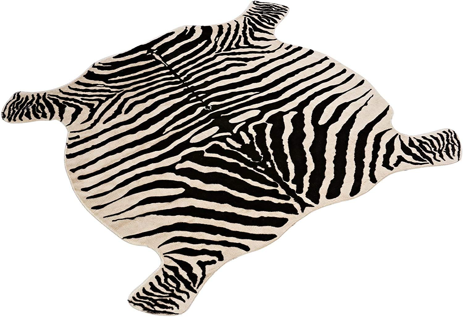 MustHome Soft Faux Zebra Print Rug 5x4.3 Feet Animal Printed Carpet for Home Perfect Throw Rug for L