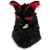 COSYEARS Furry Head Mask Animal Wolf Dog Plush Faux Fur Masks for Halloween Masquerade Cosplay Costume Props