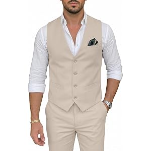 Men's 2-Piece Slim Fit Suit Set, Vest & Pants Suits for Men | V-Neck Vest with Adjustable Pants, Elegant Tuxedo Outfit for We