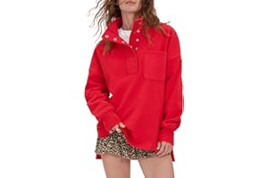 Locachy Womens Casual Oversized Sweatshirt Long Sleeve Button Henley Neck Pullover Tops Fashion Outfits Clothes