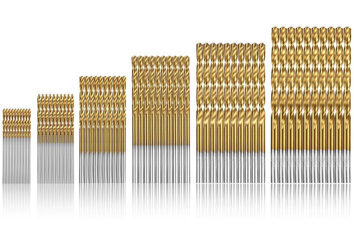 Qibaok 60pcs High Speed Steel Drill Bits, Titanium Finish, Metric HSS Drill Bit Set for Wood Plastic Aluminum Copper, 1mm-3.5mm (10pcs each Diameter)