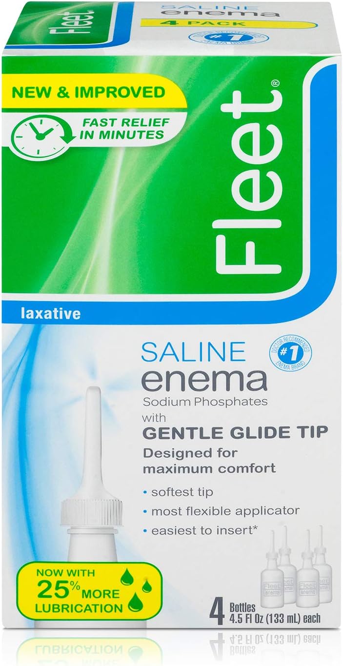Fleet Laxative Saline Enema for Adult Constipation, 4.5 fl oz, 4 Bottles, 20164: Health & Personal Care